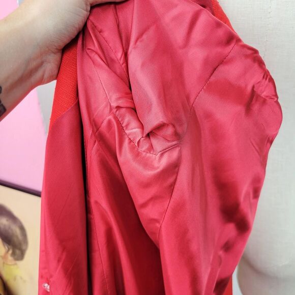 Vintage 80s Bright Red Custom Made Blazer Dress - Picture 7 of 8